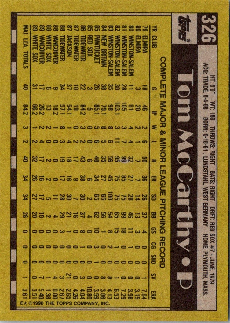 1990 Topps Tom McCarthy