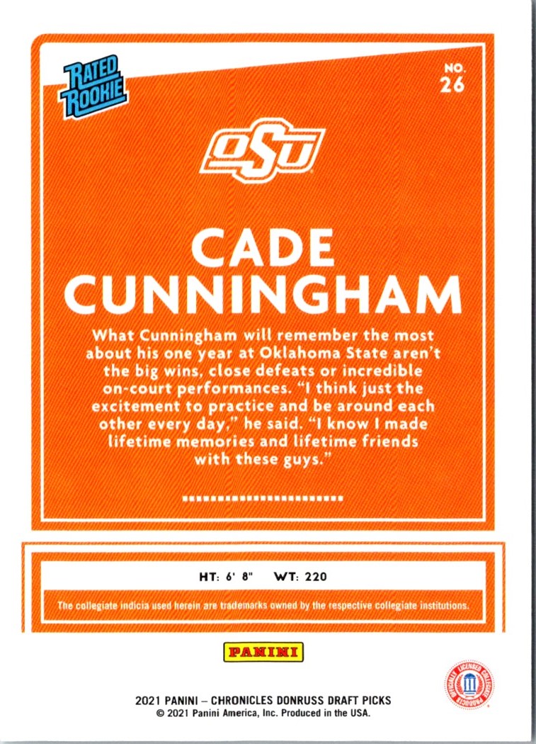 2021 Panini Chronicles Draft Picks Orange Cade Cunningham