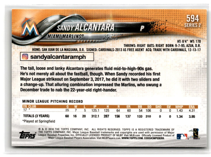 2018 Topps Sandy Alcantara