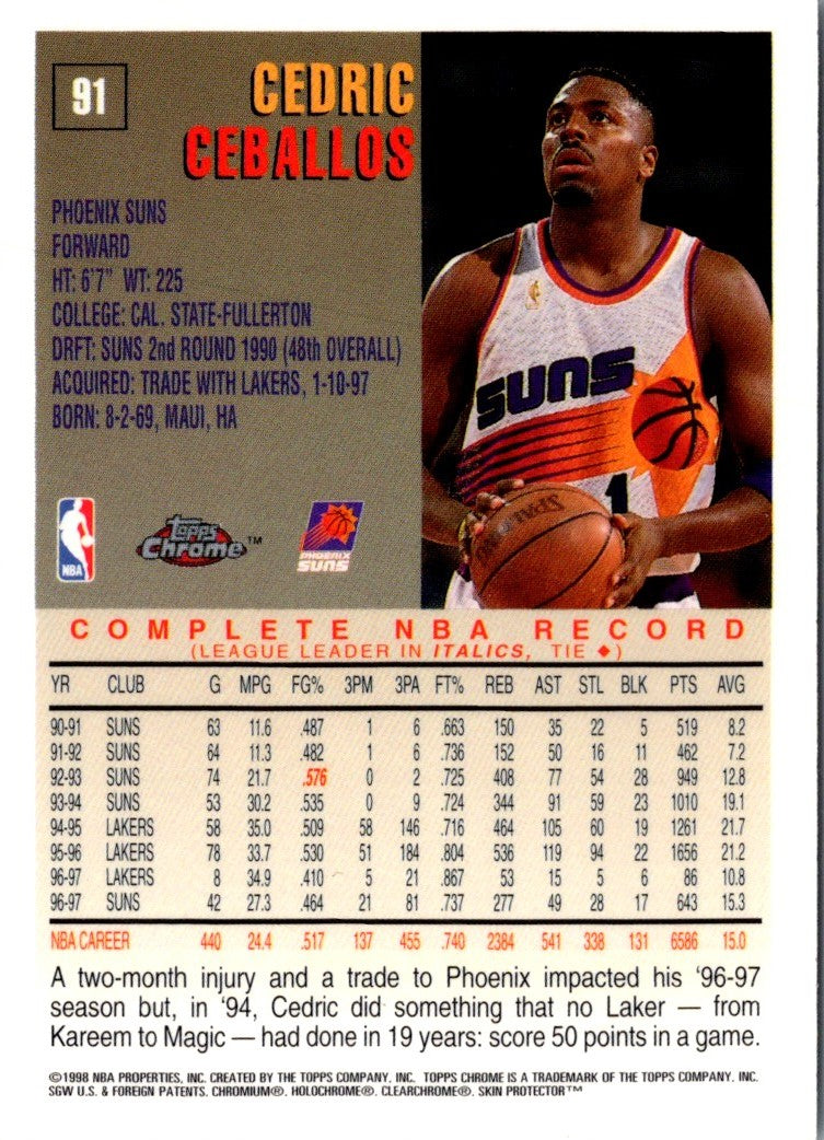 1997 Topps Cedric Ceballos