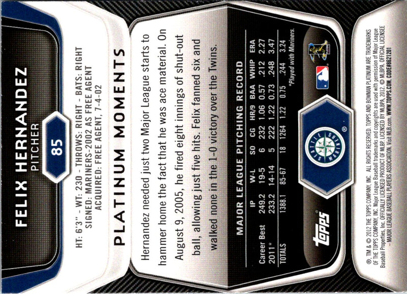 2012 Bowman Platinum Felix Hernandez