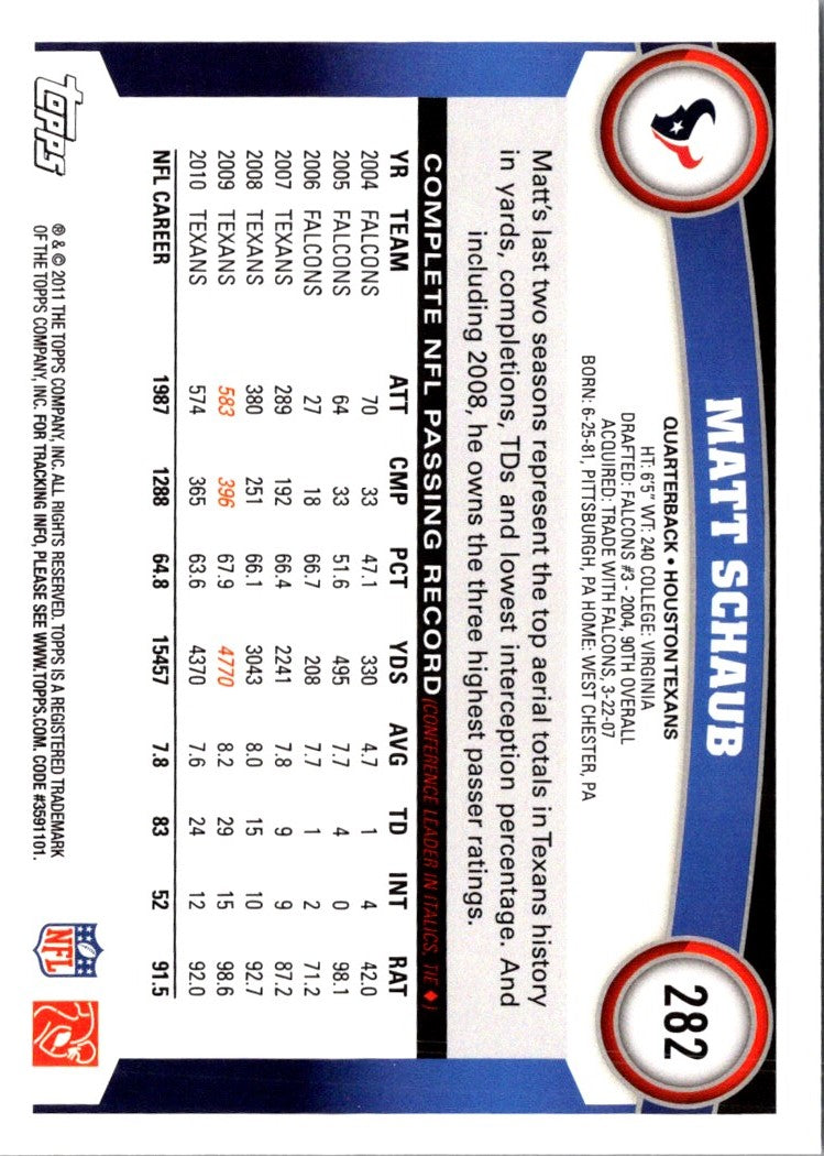 2011 Topps Matt Schaub