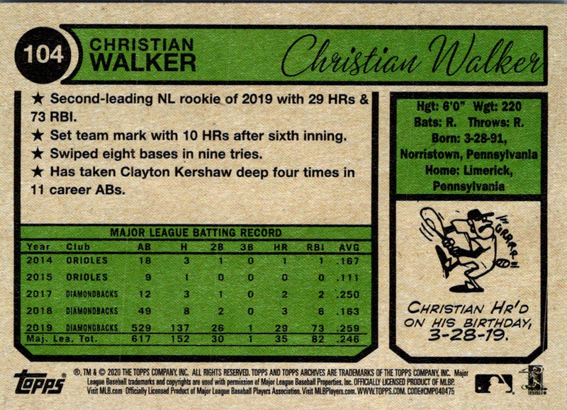 2020 Topps Archives Christian Walker