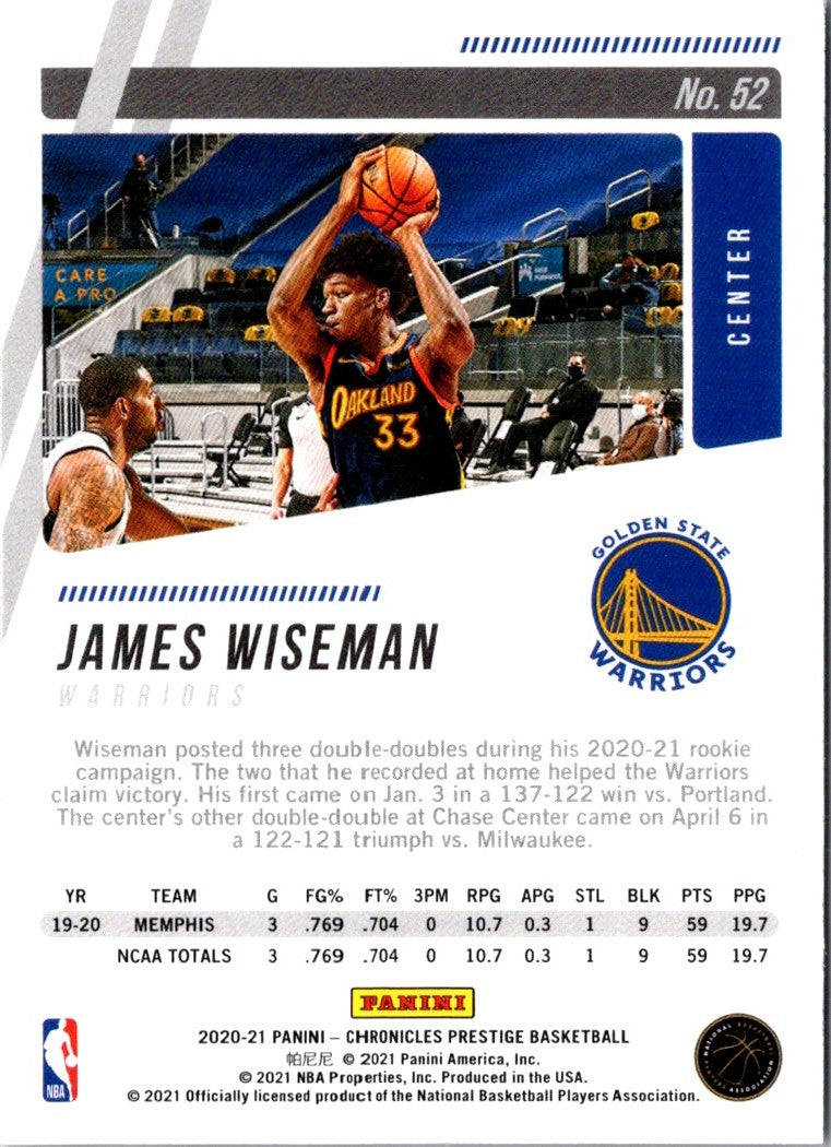 2020 Panini Chronicles James Wiseman