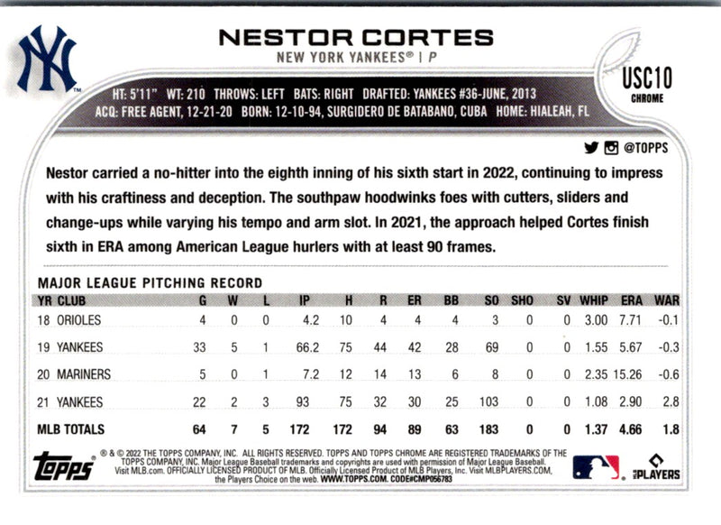 2022 Topps Chrome Update Nestor Cortes