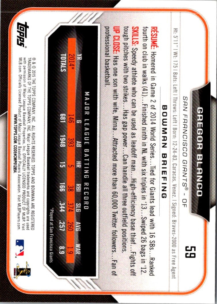 2015 Bowman Gregor Blanco