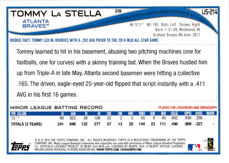 2014 Topps Update Tommy La Stella