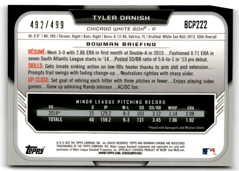 2015 Bowman Chrome Prospects Refractors Tyler Danish