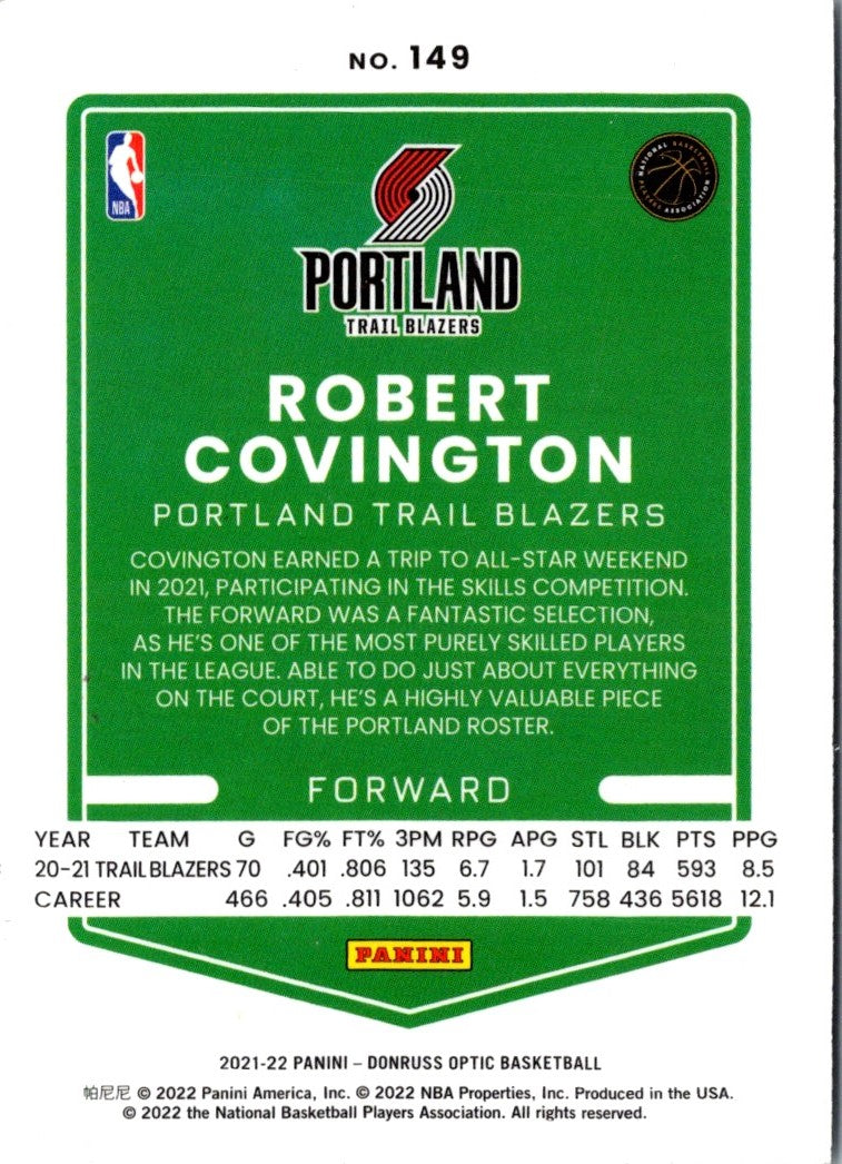 2021 Donruss Optic Red Robert Covington