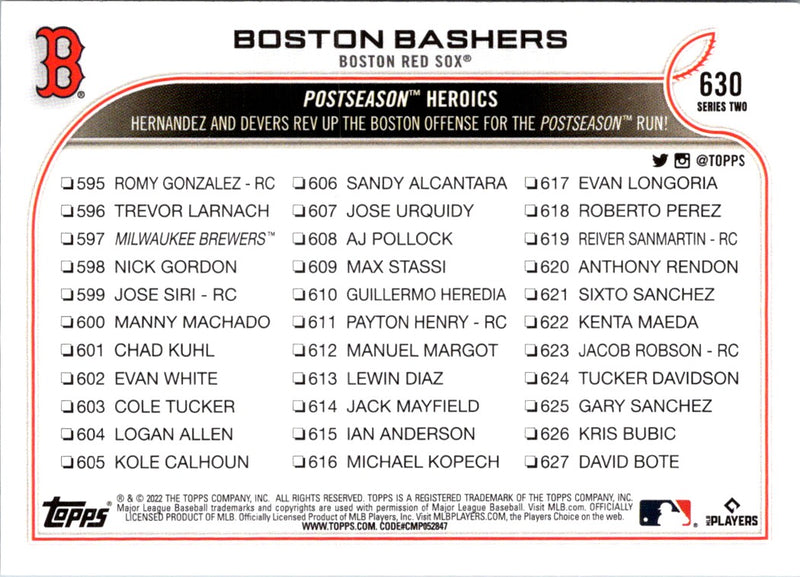 2022 Topps Boston Bashers