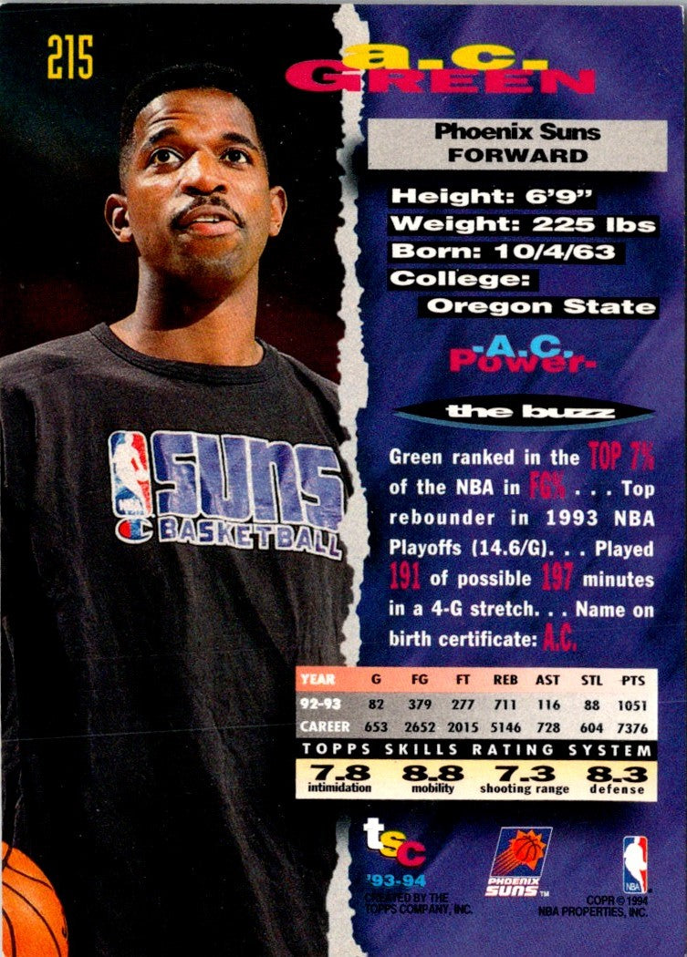 1993 Stadium Club A.C. Green