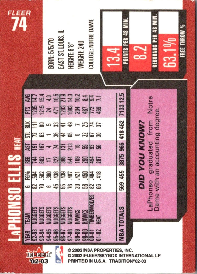2002 Fleer Tradition LaPhonso Ellis