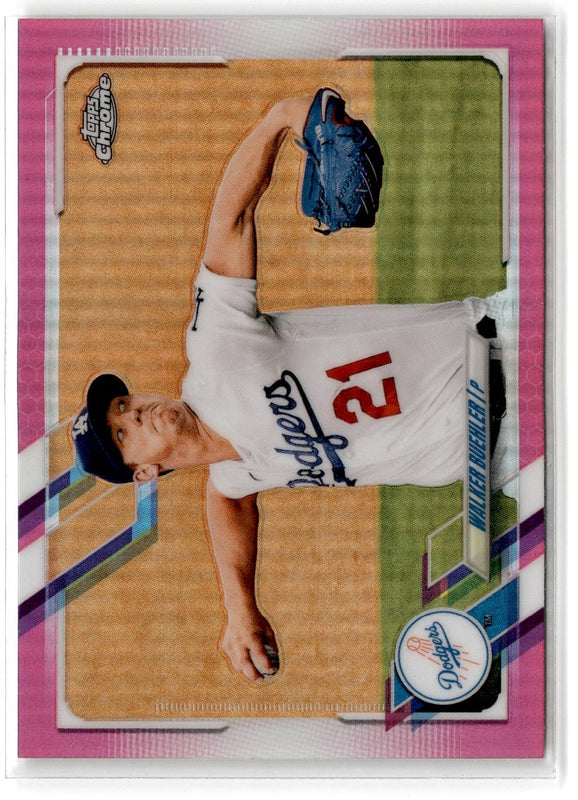 2021 Topps Chrome Pink Refractor Walker Buehler #157