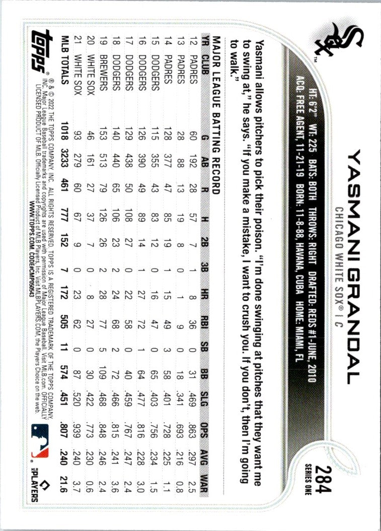 2022 Topps Yasmani Grandal