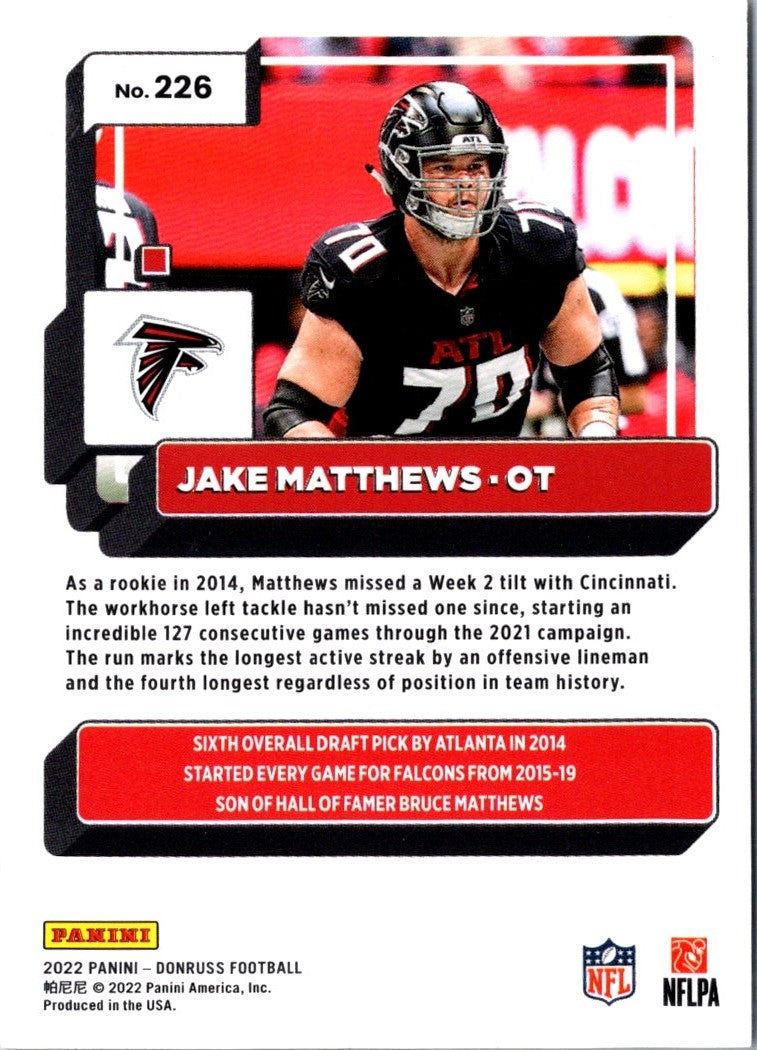 2022 Donruss Red Press Proof Jake Matthews