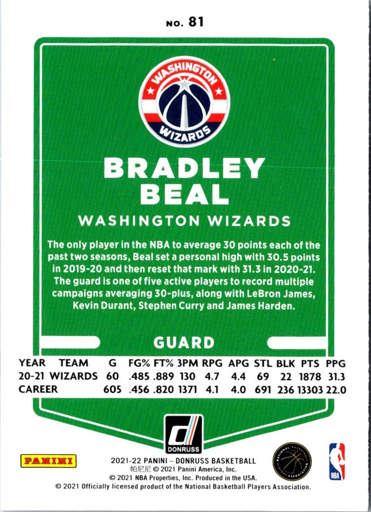 2021 Donruss Holo Red and Gold Laser Bradley Beal