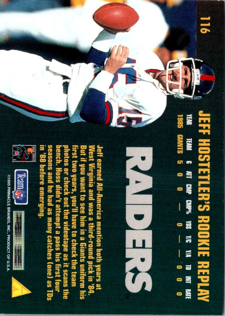 1995 Pinnacle Club Collection Jeff Hostetler