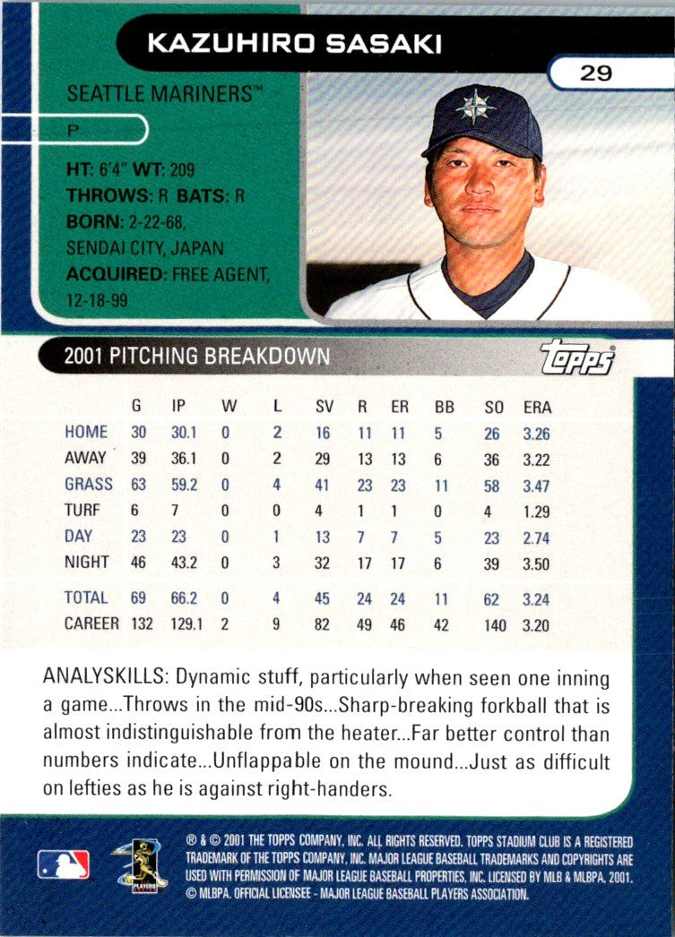 2002 Stadium Club Kazuhiro Sasaki