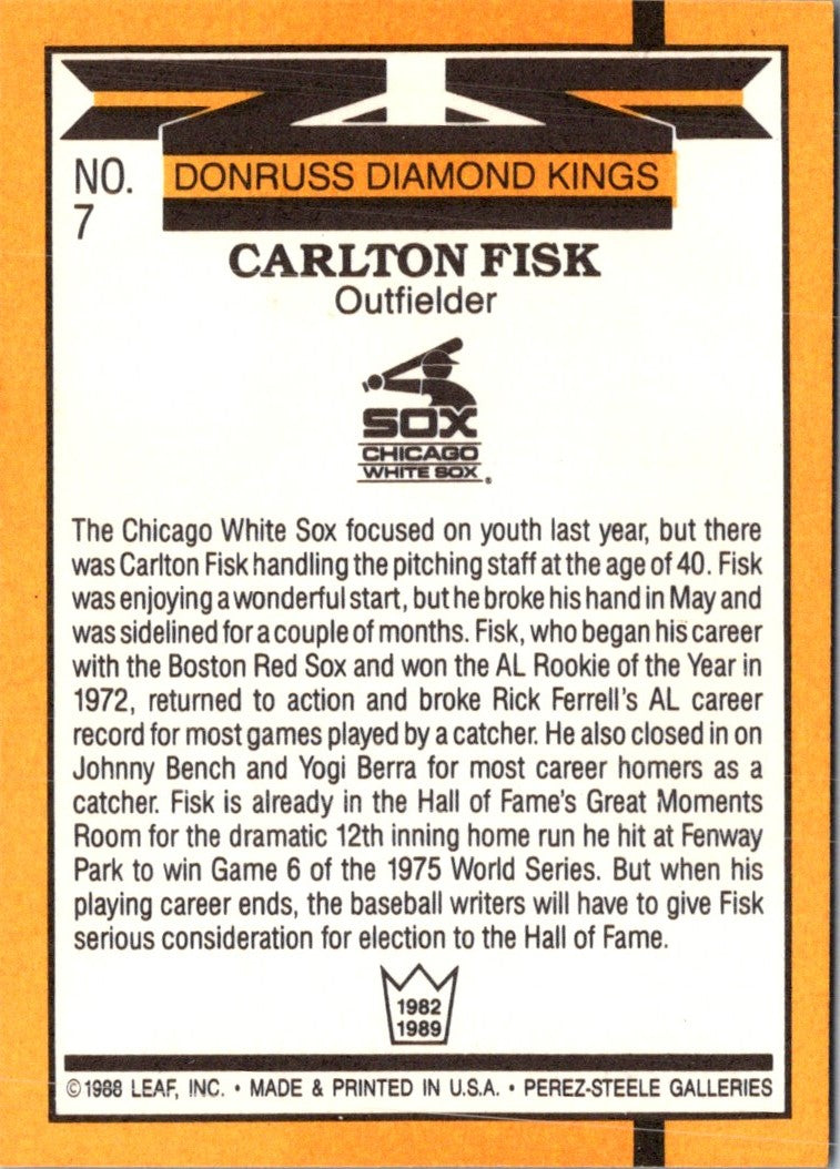 1989 Donruss Super Diamond Kings Carlton Fisk