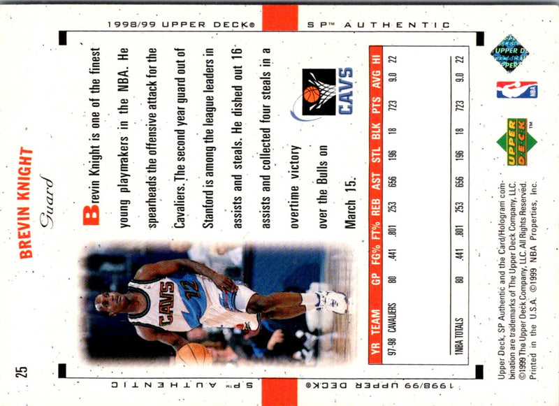 1998 SP Authentic Brevin Knight