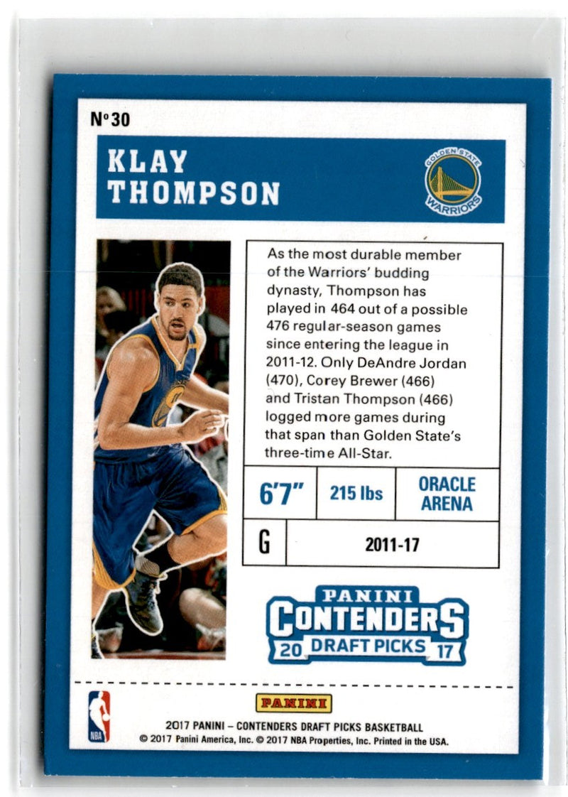 2017 Panini Contenders Draft Picks Season Ticket Variation Klay Thompson