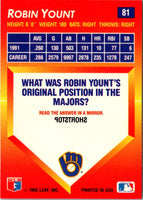 1992 Triple Play Robin Yount #81