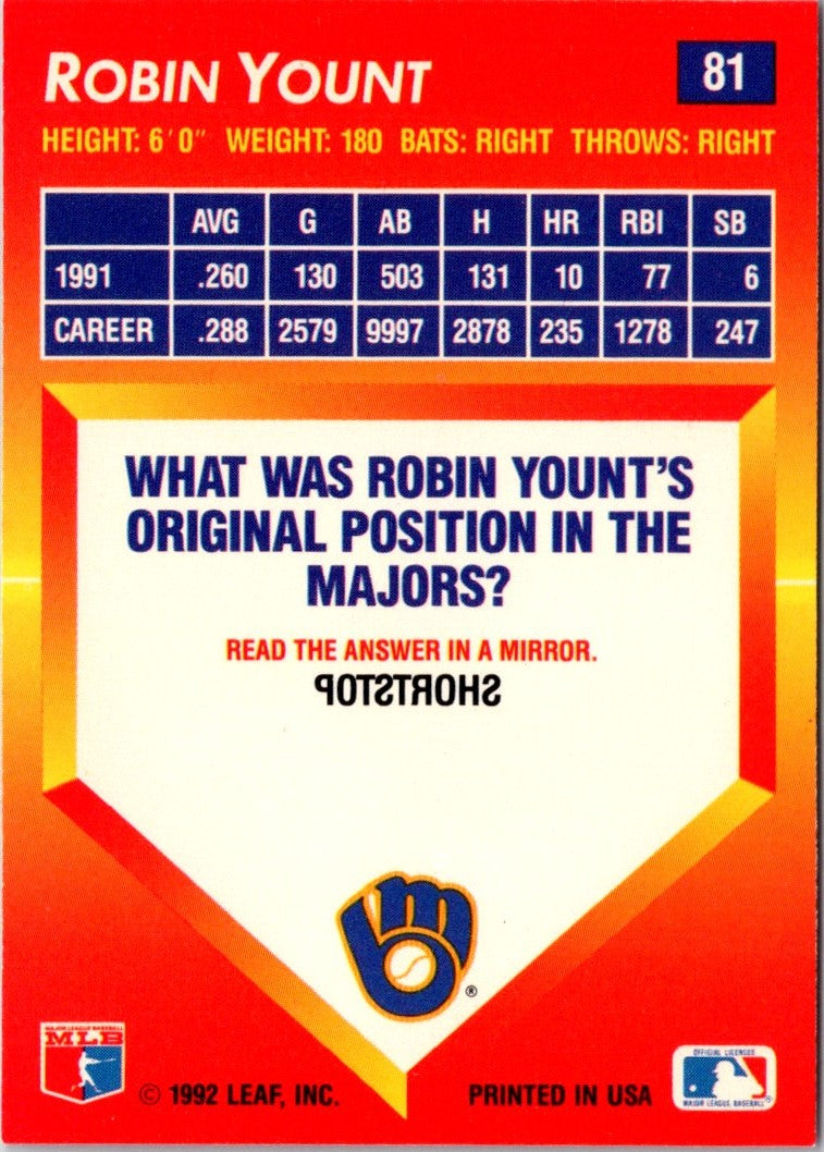 1992 Triple Play Robin Yount