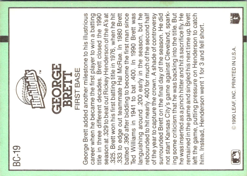 1991 Donruss Bonus Cards George Brett