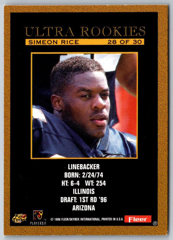 1996 SkyBox Impact Rookies Draft Board Simeon Rice/Kevin Hardy #2