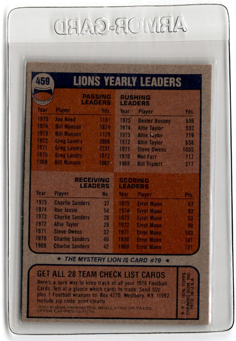 1976 Topps Detroit Lions