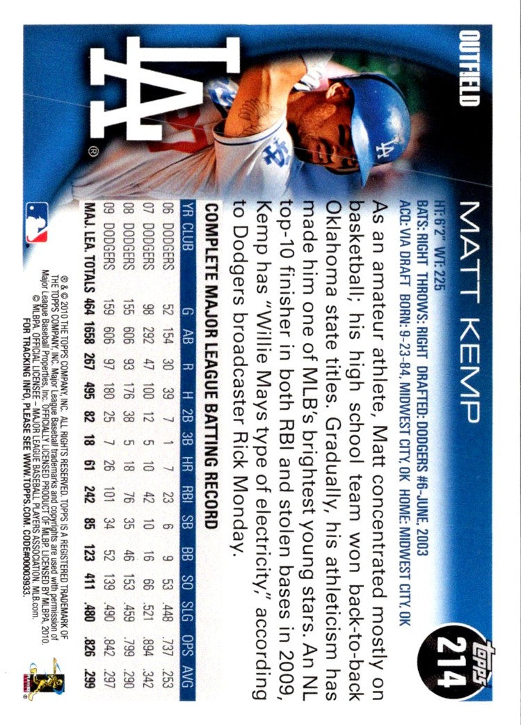 2010 Topps Vintage Cardstock Matt Kemp