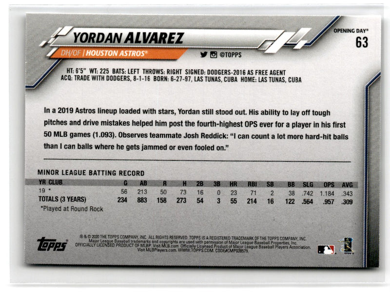 2020 Topps Opening Day Yordan Alvarez