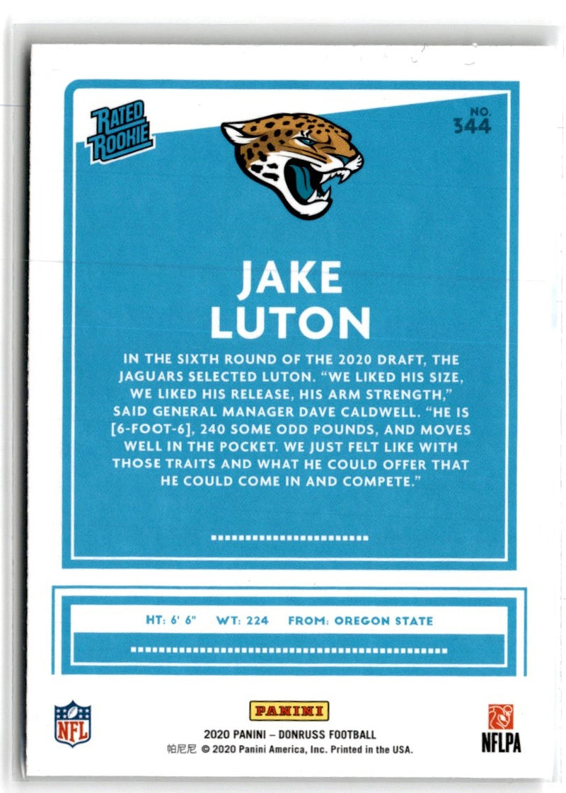 2020 Donruss Optic Rated Rookie Variations Jake Luton