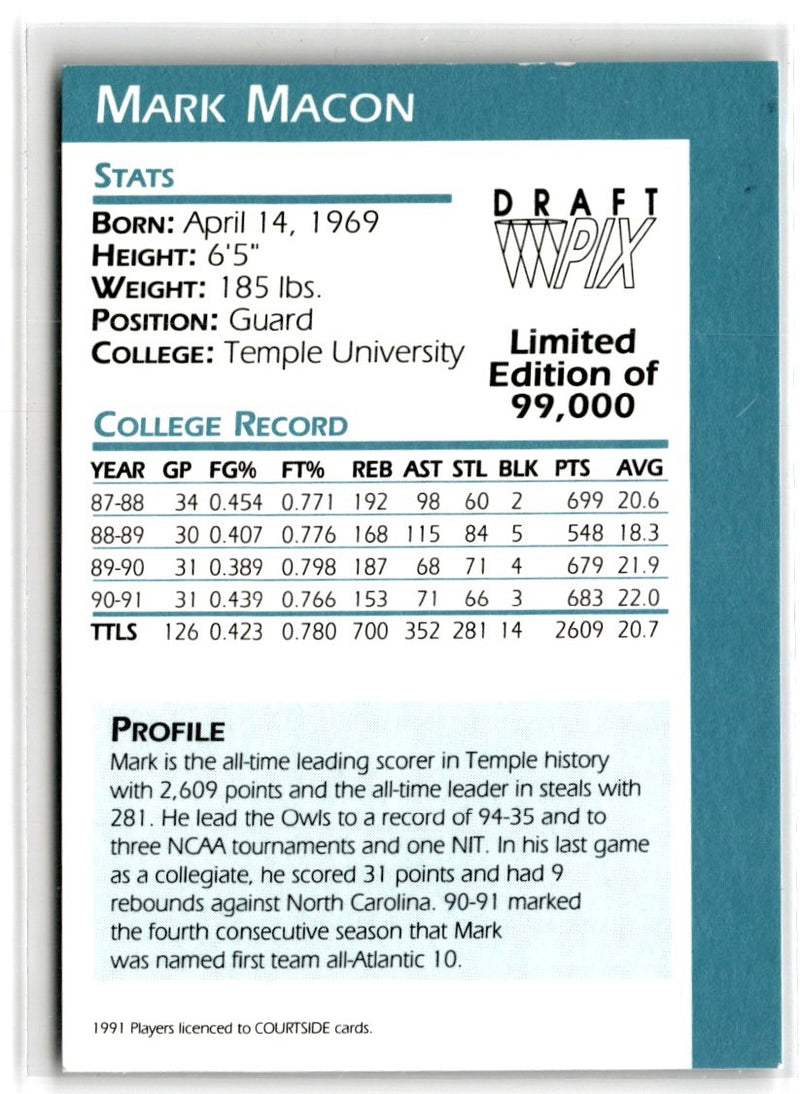 1991 Front Row Mark Macon