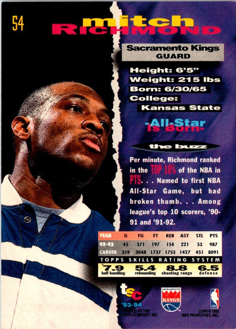 1993 Stadium Club Members Only Mitch Richmond