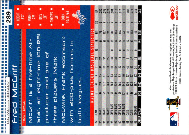 2004 Donruss Fred McGriff