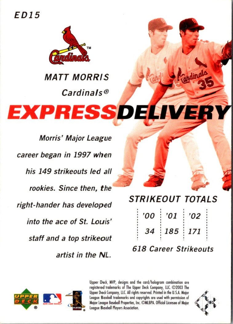 2003 Upper Deck MVP Express Delivery Matt Morris