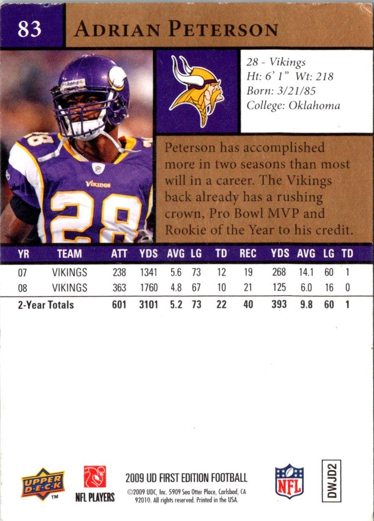 2009 Upper Deck First Edition Adrian Peterson