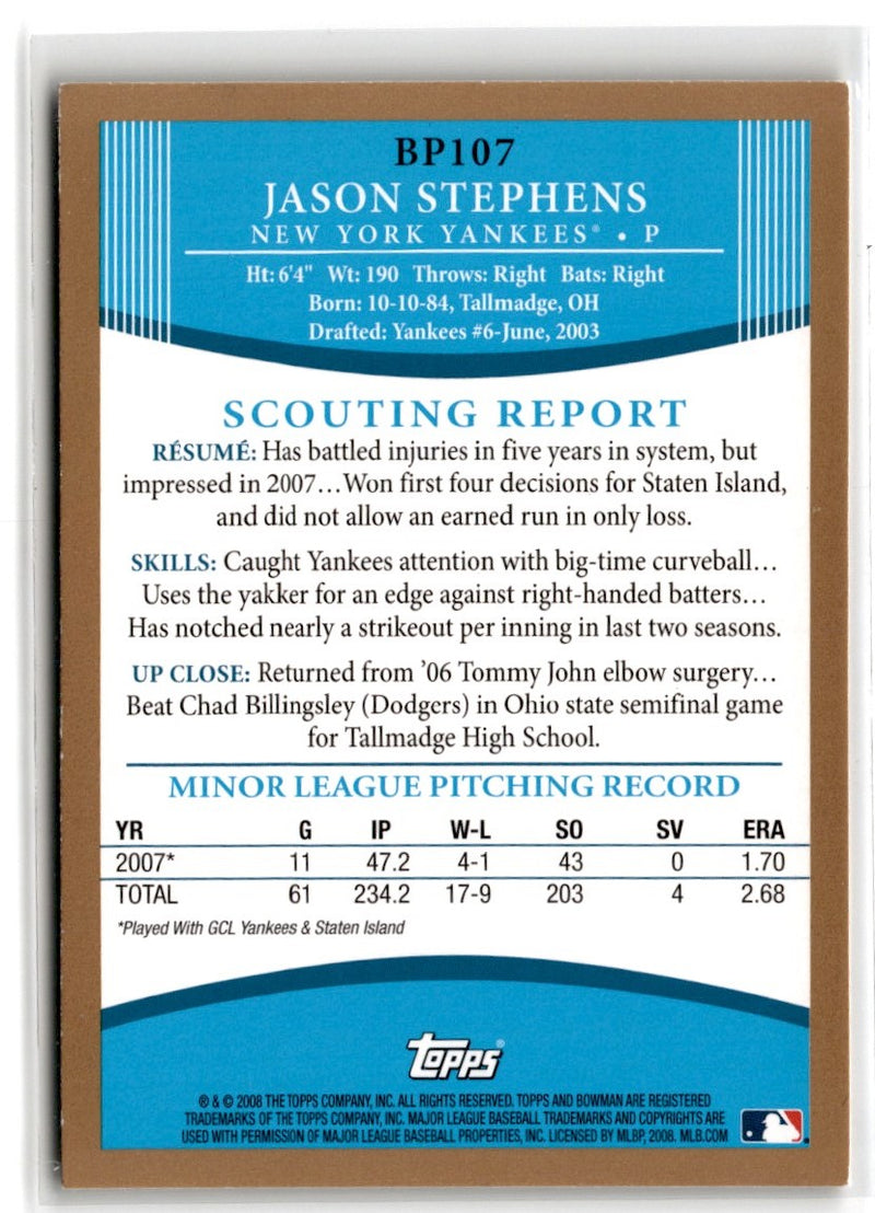 2008 Bowman Prospects Gold Jason Stephens