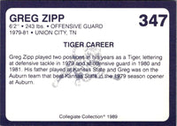 1989 Collegiate Collection Auburn Coke 580 Greg Zipp #347