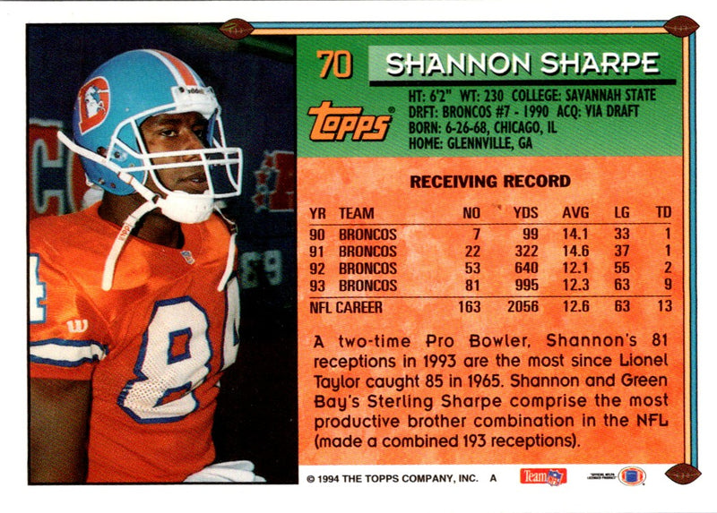 1994 Topps Shannon Sharpe