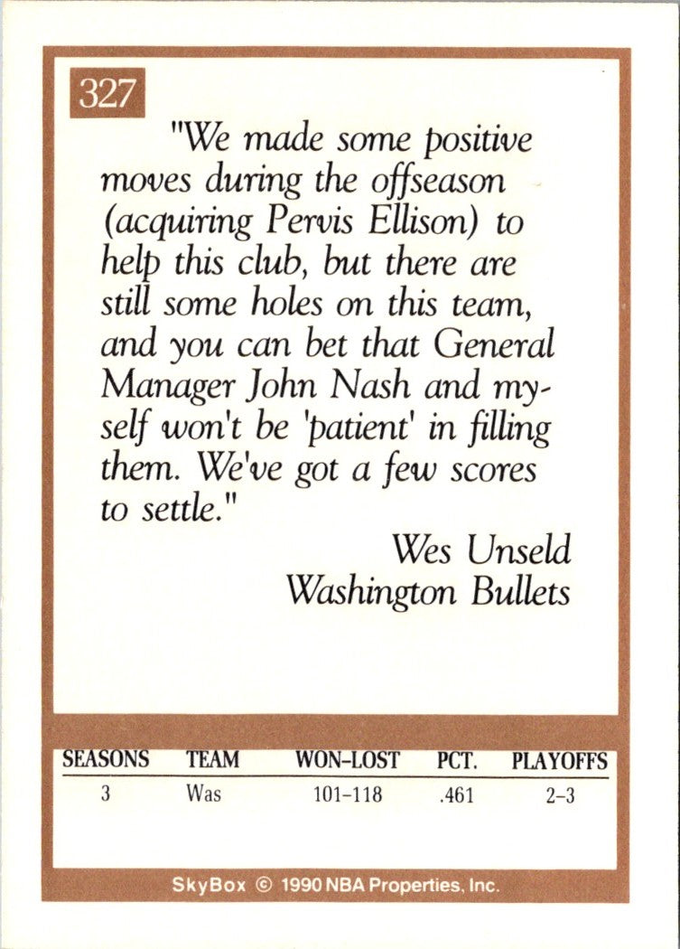 1990 SkyBox Wes Unseld