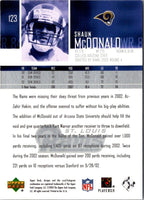 2003 Upper Deck Shaun McDonald #123 Rookie