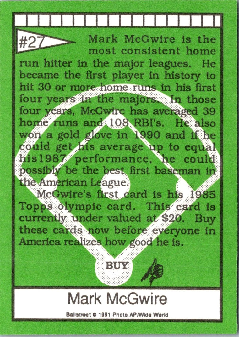 1991 Ballstreet Mark McGwire