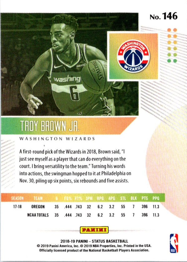 2018 Panini Contenders Draft Picks Jordan Bell/Troy Brown Jr. #6