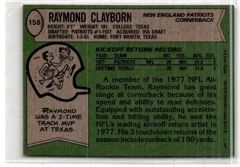 1978 Topps Raymond Clayborn