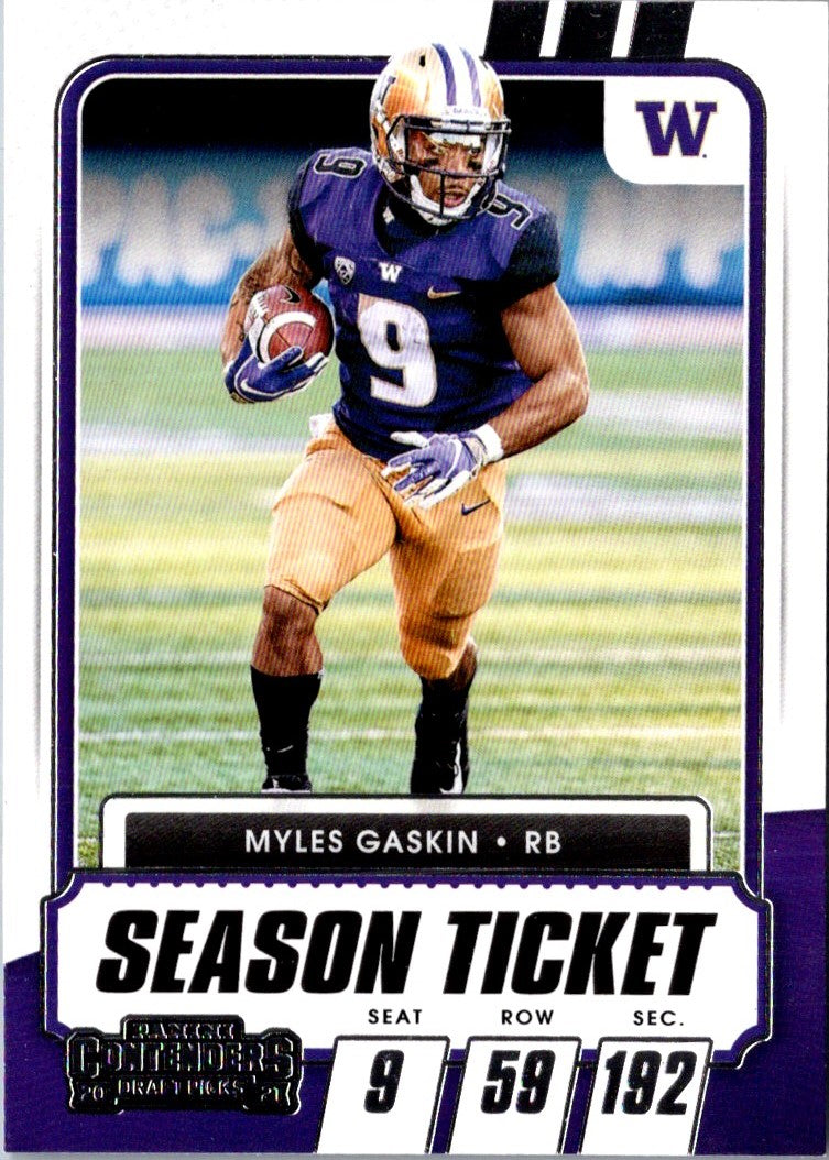2021 Panini Contenders Draft Picks Ticket Myles Gaskin