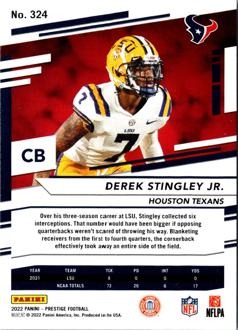 2022 Panini Prestige Derek Stingley Jr.