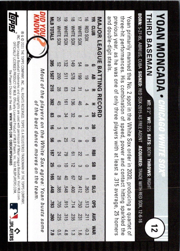 2021 Topps Big League Yoan Moncada