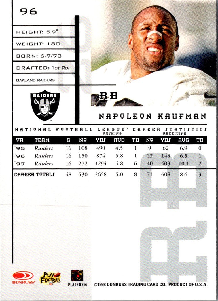 1998 Leaf Rookies & Stars Napoleon Kaufman